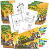 ArtCreativity Zoo Animal Mini Coloring Book Kit (12 Sets) Each Set Includes 1 Small Color Book and 4 Crayons- Zoo Theme Party Fa