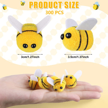 Yunsailing 100 Pcs Felt Bees for Crafts - Cute Plush Bees for DIY Baby Shower, Gender Reveal, Bee Themed Party Decoration