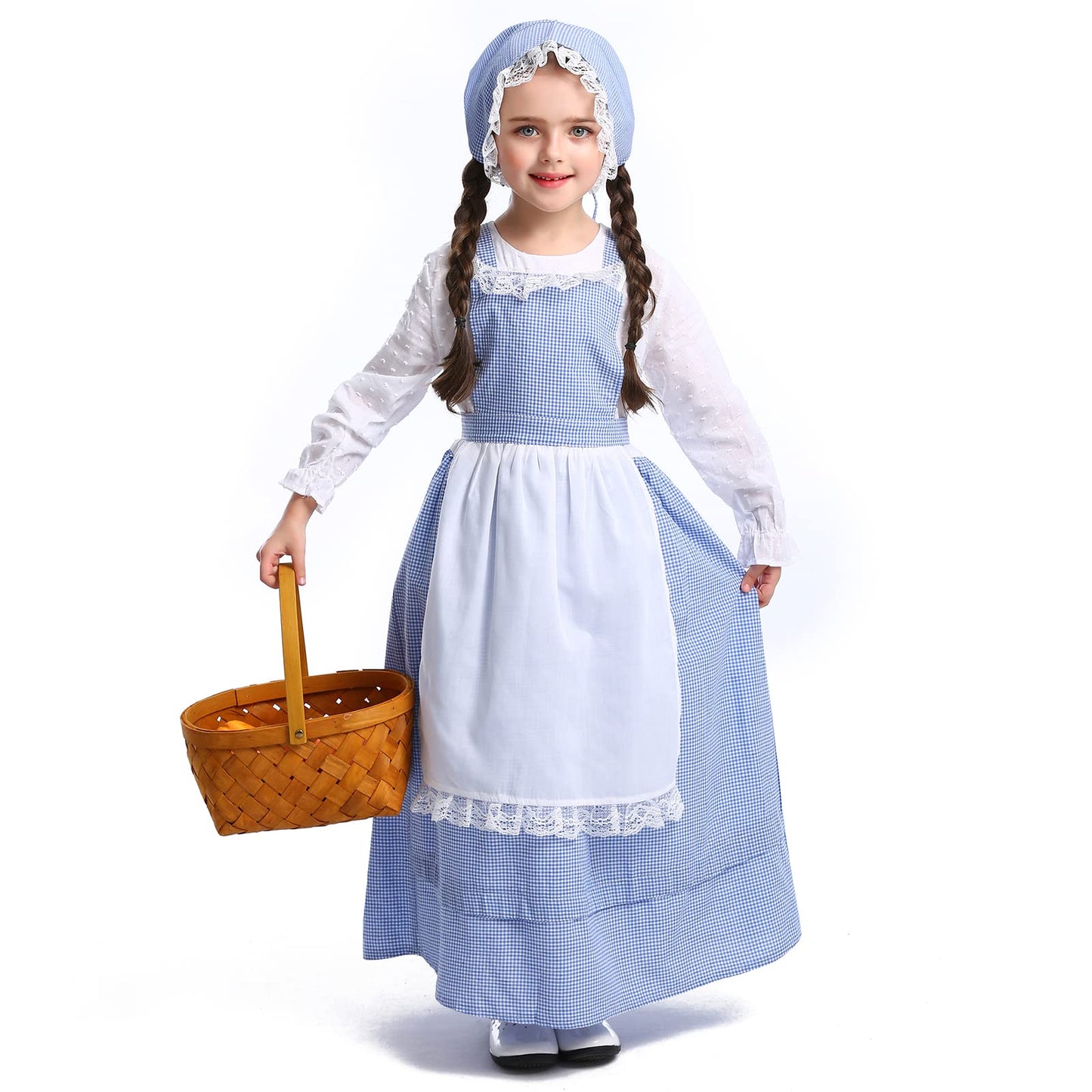 Pioneer Girl Costume Colonial Outfits Colonial Costume Girls Pioneer Dresses For Girls Colonial Prairie Blue Dress Long Sleeve C