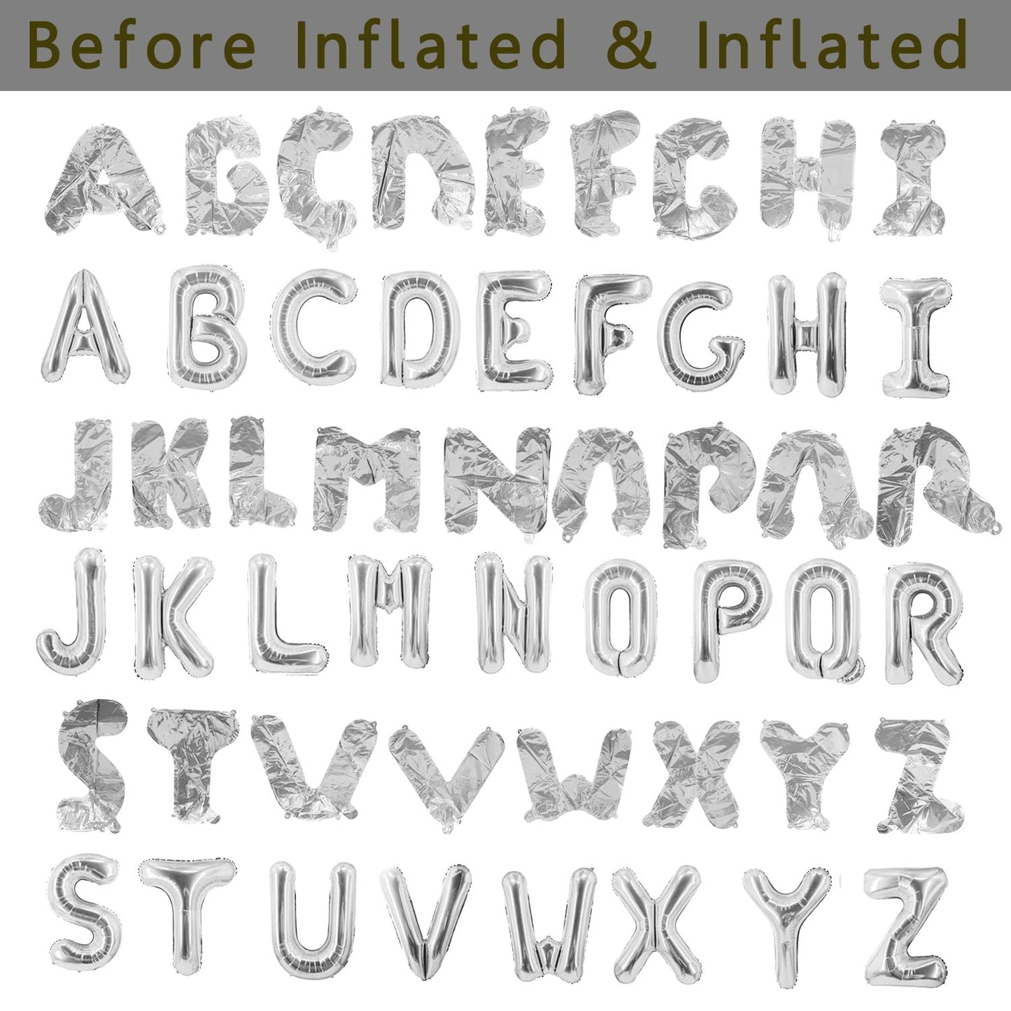 26Pcs Silver Letter Balloons Foil Alphabet A-Z Balloons Custom Personalized Phrase For Anniversary Wedding Party Decor Banner (1