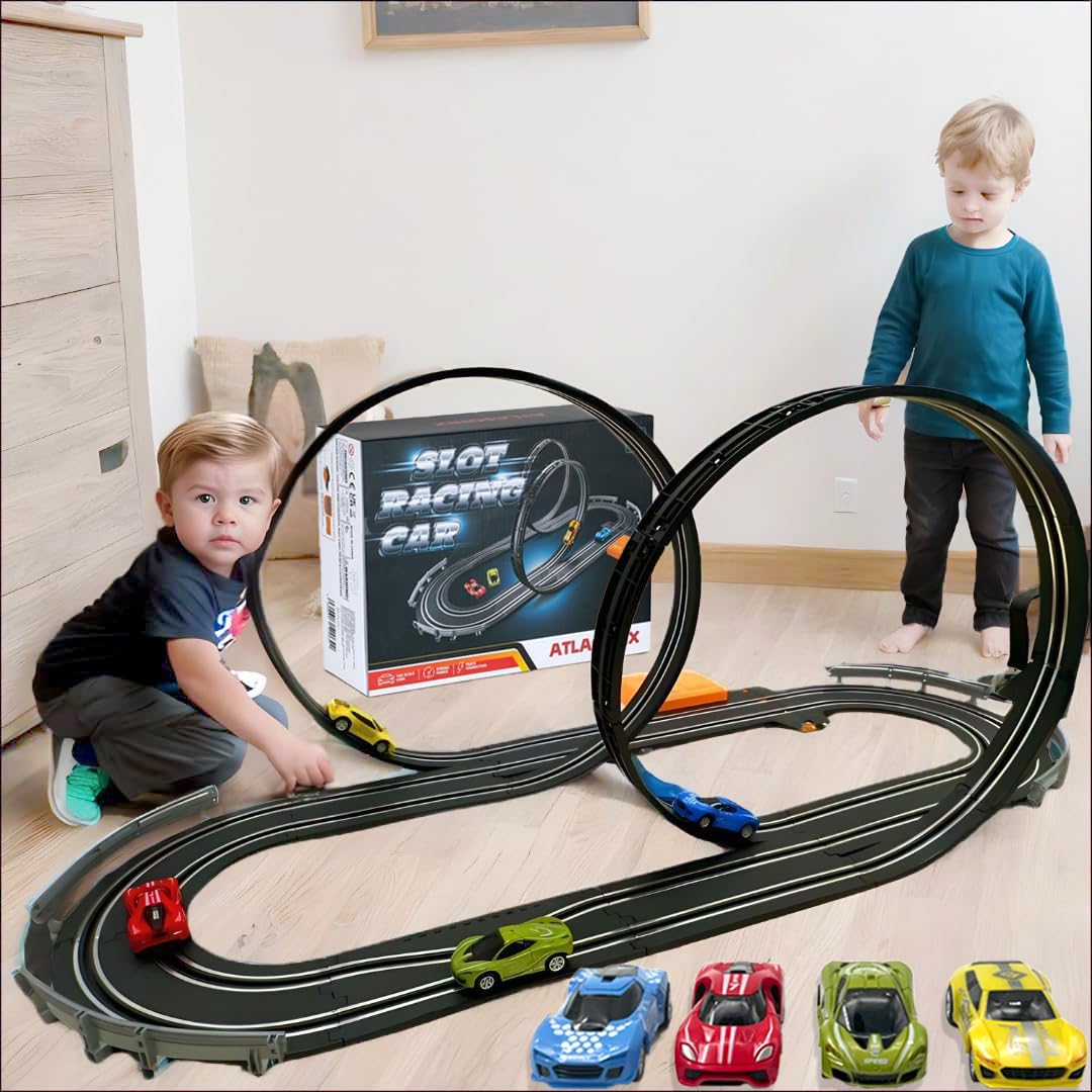 Slot Car Race Tracks Sets - Electric Racing Car Track With Slot Cars & Accessories - Dual Lane Race Track For Boys & Girls Age 5 For Kids 4-8 Easy Setup & Fast Four Cars