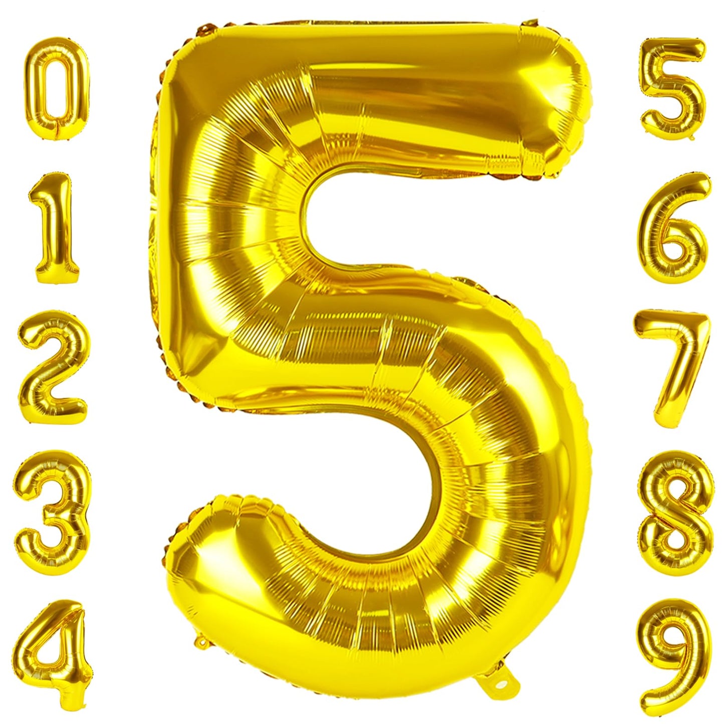 Number 5 Balloon Gold 40 Inch, 5 Year Old Girl Boy Birthday Gift, 5 15 25 35 45 50Th 55 Birthday Anniversary 2025 Party Decorati