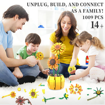 Flowers Building Set For Adult, Icons Sunflowers Pot Kits Compatible With Lego Flowers, Artificial Flowers Botanical Collection,