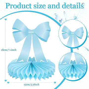Containlol 9 Pcs Blue Bow Birthday Party Decorations Bow Honeycomb Centerpieces Graduation Party Table Decorations Coquette Pape