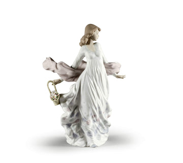 Lladró Spring Splendor Woman Figurine. Porcelain Woman Figure.