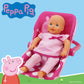 Peppa Pig: Baby Doll Car Seat - Pink & White Dots - Fits Dolls Up To 18'' Convertible Into A Feeding Chair, Plastic Shell W/Fabr