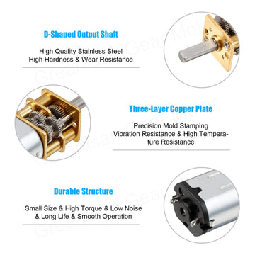 Greartisan DC 12V 600RPM N20 High Torque Speed Reduction Motor with Metal Gearbox Motor for DIY RC Toys