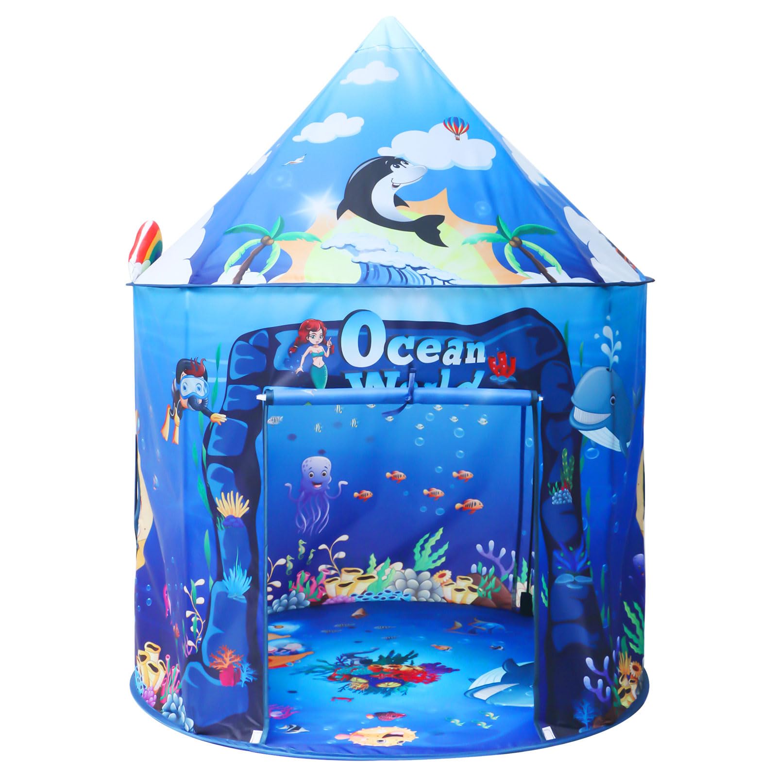 KIRKJUFELL enhanced Under The Sea Kids Tent  Ocean Mermaid Play Tent for Kids as Gifts  Pop Up Princess Castle for Boys & Girls as Chirldren Playhouse. Indoor Pretend Toys for Toddlers 3-5