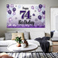 LASKYER Happy 74th Birthday Decorations,74th Purple Balloon Large Birthday Banner Backdrop Sign,74 Years Old Bday Party Supplies
