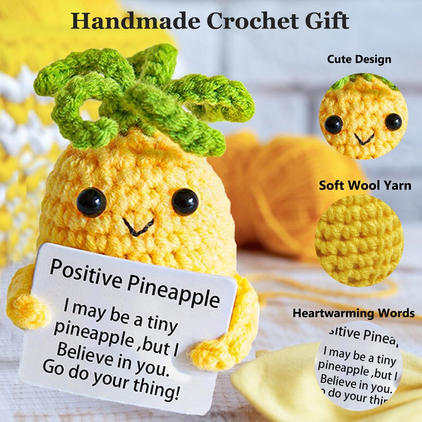 Avgiedy 2Pcs Funny Gifts, Emotional Support Potato Pineapple, Handmade Crochet Lemon Knitted Doll Gifts For Women, Boys, Girls.