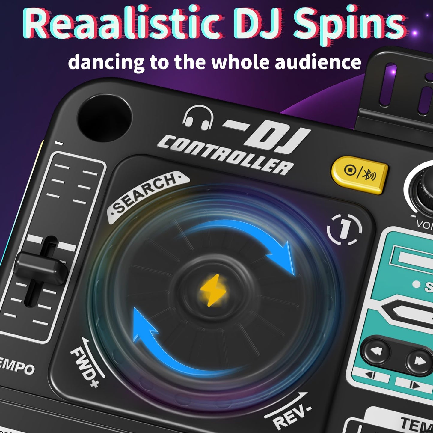 Kids DJ Mixer Board Controller Toy Set with Turntable  Piano Keys  Microphone & Bluetooth - Musical Instrument Toy for Toddlers  Babies & 3-8 Year Old Boys & Girls - Birthday (Black)