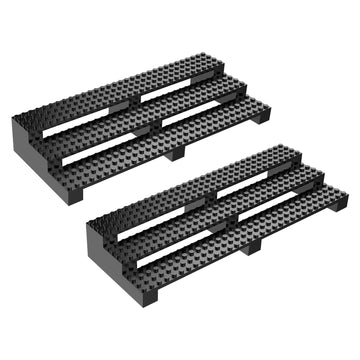 popbricks 2 Pack Brick Minifigure Display Stand - 3-Tier Display Case for LEGO Mini Figures - Holds 66 Figures - Black Stylish O