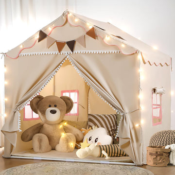 Eagelestone Kids Play Tent, 2 Doors With Padded Mat & Light, Large Tent For Toddler With 4 Windows,Kids Playhouse Outdoor & Indoor, 51' X 39' X 53'