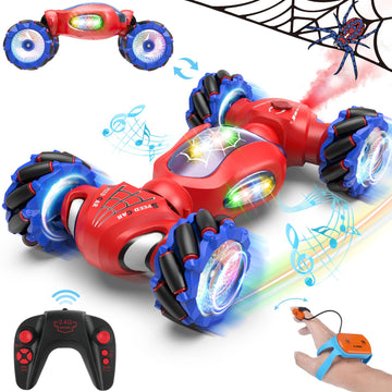 Fosgoit Spider Remote Control Car Spider Toy for Kids 6-8 8-12 6-12, Gesture Sensing RC Stunt Car with Light & Music & Spray, Ge