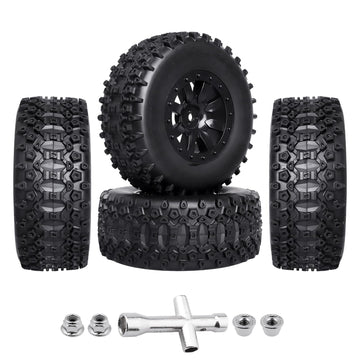 GoHobby Pre-Glued RC SC Tires Wheels for Traxxas Slash 2WD Vxl 4x4 Redcat Blackout XTE TR10, Losi 22S SCT RC Short Course Truck