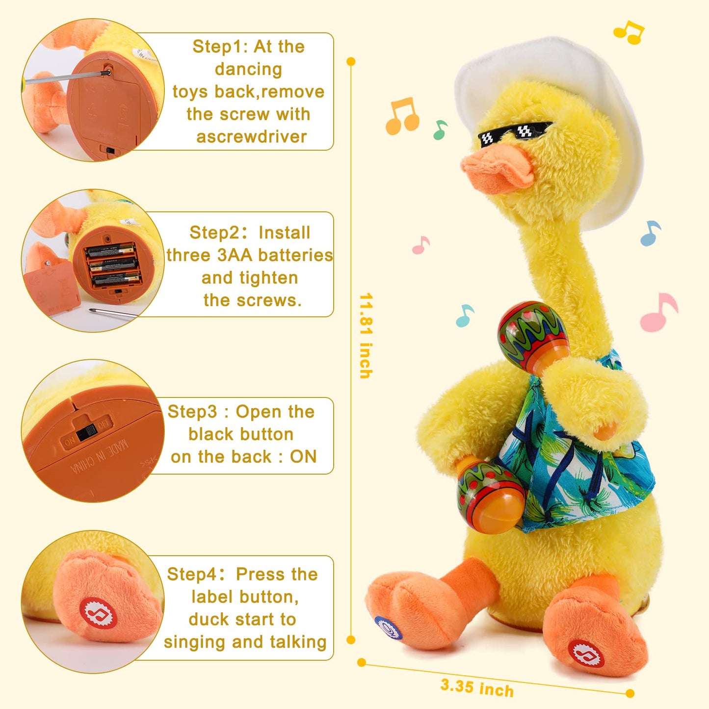 Milegi Talking Duck Toy Repeats What You Say Dancing Duck Baby Toys For Kids Toddlers Infants Mimicking Singing Duck Stuffed Ani