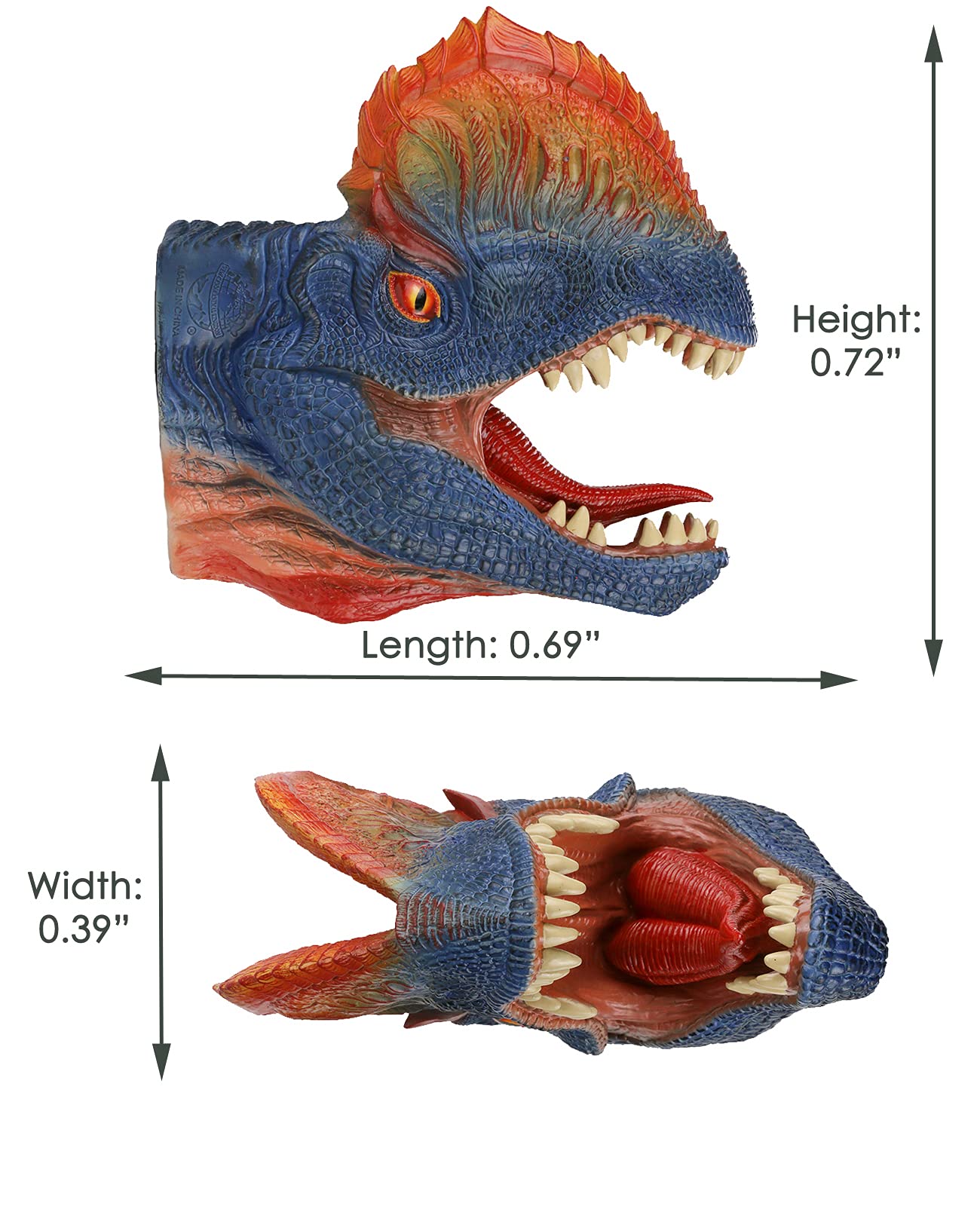 Gemini&Genius Dinosaur Toys Dilophosaurus Hand Puppets Halloween Scary Toys Soft Rubber Role Play Animal Head Puppets, Toy Gifts