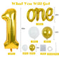 Toniful 27 Pcs 1St Birthday Balloons Set,40 Inch Gold Number 1 Balloon Gold One Letter Foil Balloon White Metallic Gold Balloons