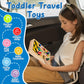 Learntoy Montessori Wooden Busy Board For Toddlers 1-3 Years - Sensory Learning Toy With Led Light Switches & Trumpet Horn - Portable Travel Activity Board For Baby Development