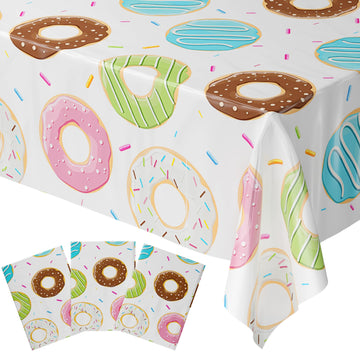 Blue Orchards Donut Table Covers (Pack of 3) - 54x108 XL - Donut Birthday Party Decorations, Donut Table Covers, Donut Tableclot