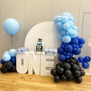 Jobkoo Blue And Black Balloon Arch Kit, 102 Pcs Navy Royal Blue Latex Party Balloons Baby Light Blue Black Balloon Garland Kit F