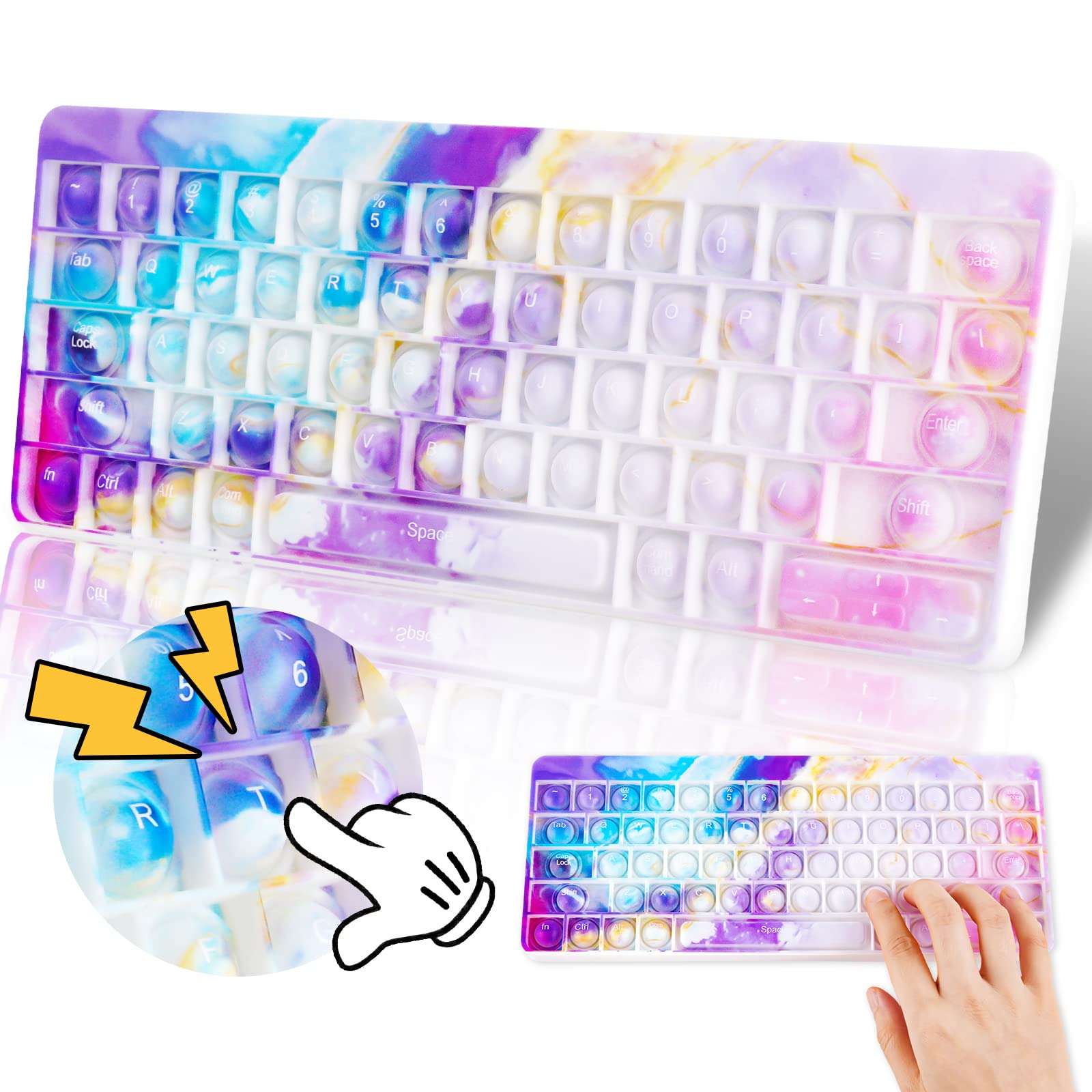 Nitoy Keyboard Bubble Fidget Sensory Toy Big Size Galaxy Color Push Pop Fidget Toy Stress Reduce Anxiety Relief Bubble Popper Si