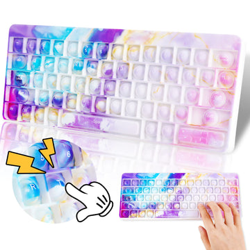 Nitoy Keyboard Bubble Fidget Sensory Toy Big Size Galaxy Color Push Pop Fidget Toy Stress Reduce Anxiety Relief Bubble Popper Si