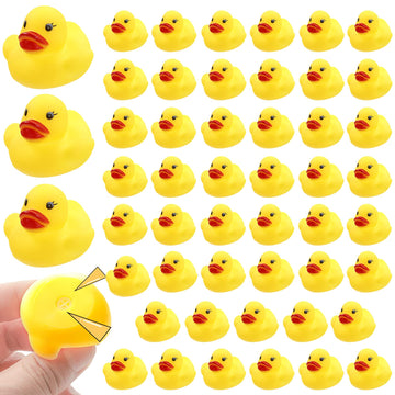 Jttjdb 50-Pieces Float & Squeak Mini Rubber Duck Baby Bath Ducky Sound Shower Toys For Kids