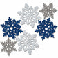Unique Glittery Snowflake Cutouts | Assorted Designs | 6 Pcs, 5.75, 5 and 4, Multi Color
