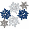 Unique Glittery Snowflake Cutouts | Assorted Designs | 6 Pcs, 5.75, 5 and 4, Multi Color