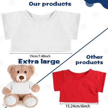 Roundfunny Bear Tee Shirt Fit 14-18Inch Bear Clothes Stuffed Animal Clothes Shirt Basic Stuffed Bears Dolls Shirt, White, Valent
