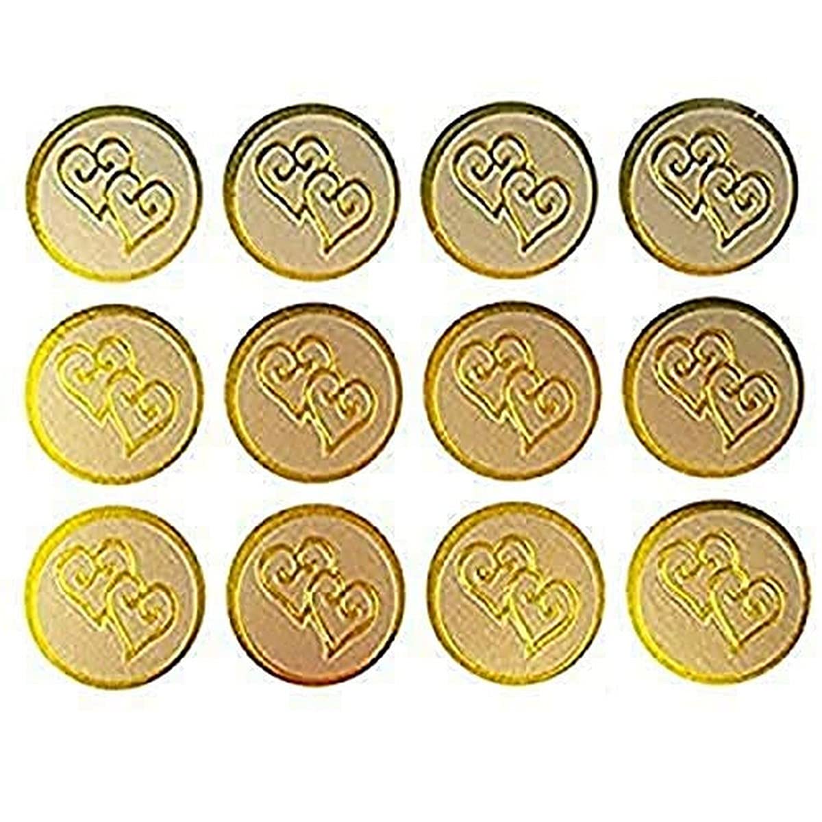 Twin Heart Print Wedding Seal Stickers, 1-inch, 100-pack (Gold)