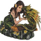 Stealstreet Green Fairy Kneeling With Small Green & Yellow Dragon Figurine