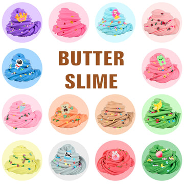 Butter Slime Set For Party Favors, 14 Pack Butter Slime Kit For Kids, Diy Putty Stress Relief Toy For Girls And Boys