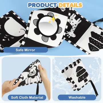 Bbwoo High Contrast Baby Toys For Newborn Development - Tummy Time Black And White Baby Toys For 0-3-6-12 Months - Soft Montesso