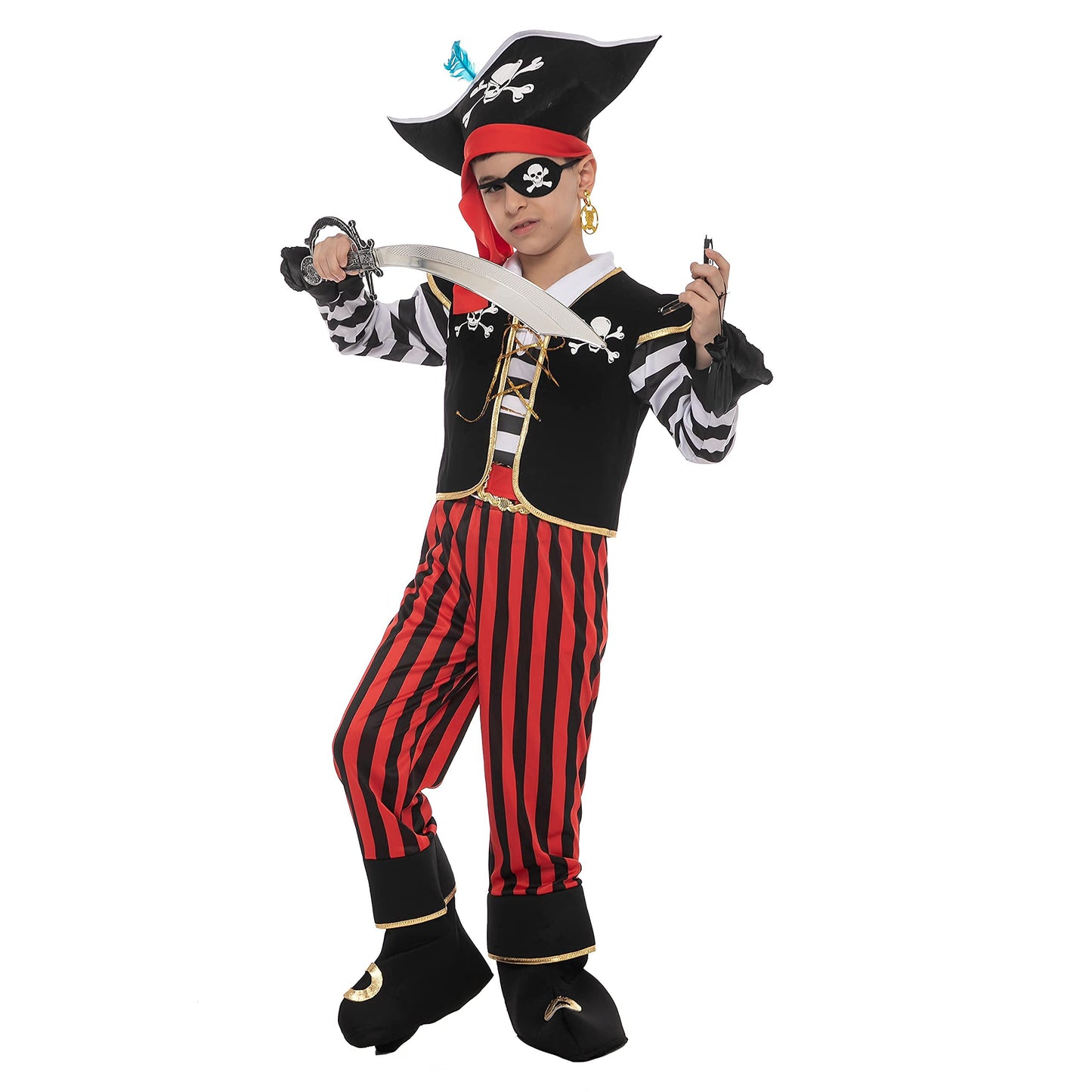 Spooktacular Creations Halloween Child Boy Pirate fierce captain costume w/accessories for dress up (Small (5-7yr))