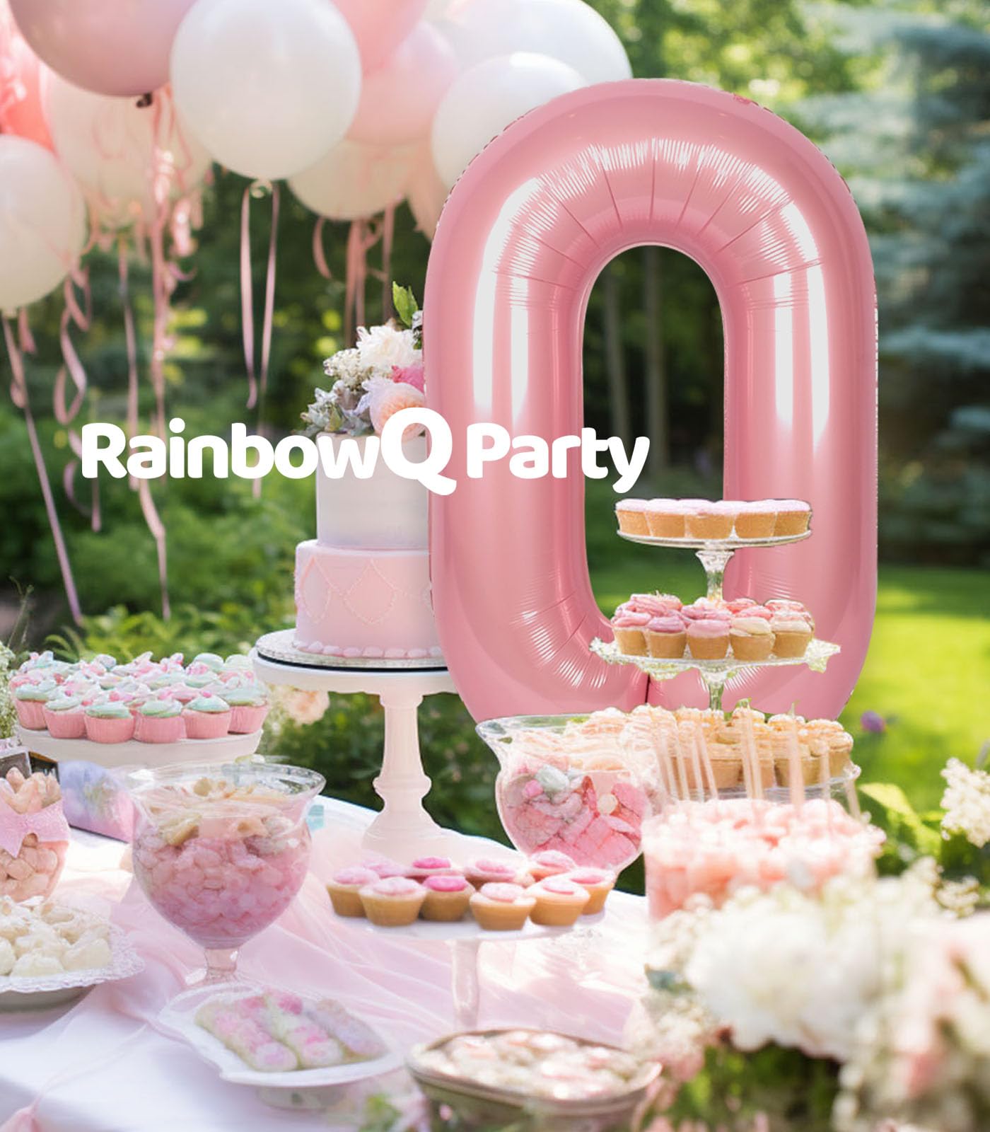 Rainbowq Party 0 Balloon Number 40 Inch For Boy Or Girl Big Pink 0-9 Foil Mylar Large 0 Number Balloon Happy 0Th Birthday Party