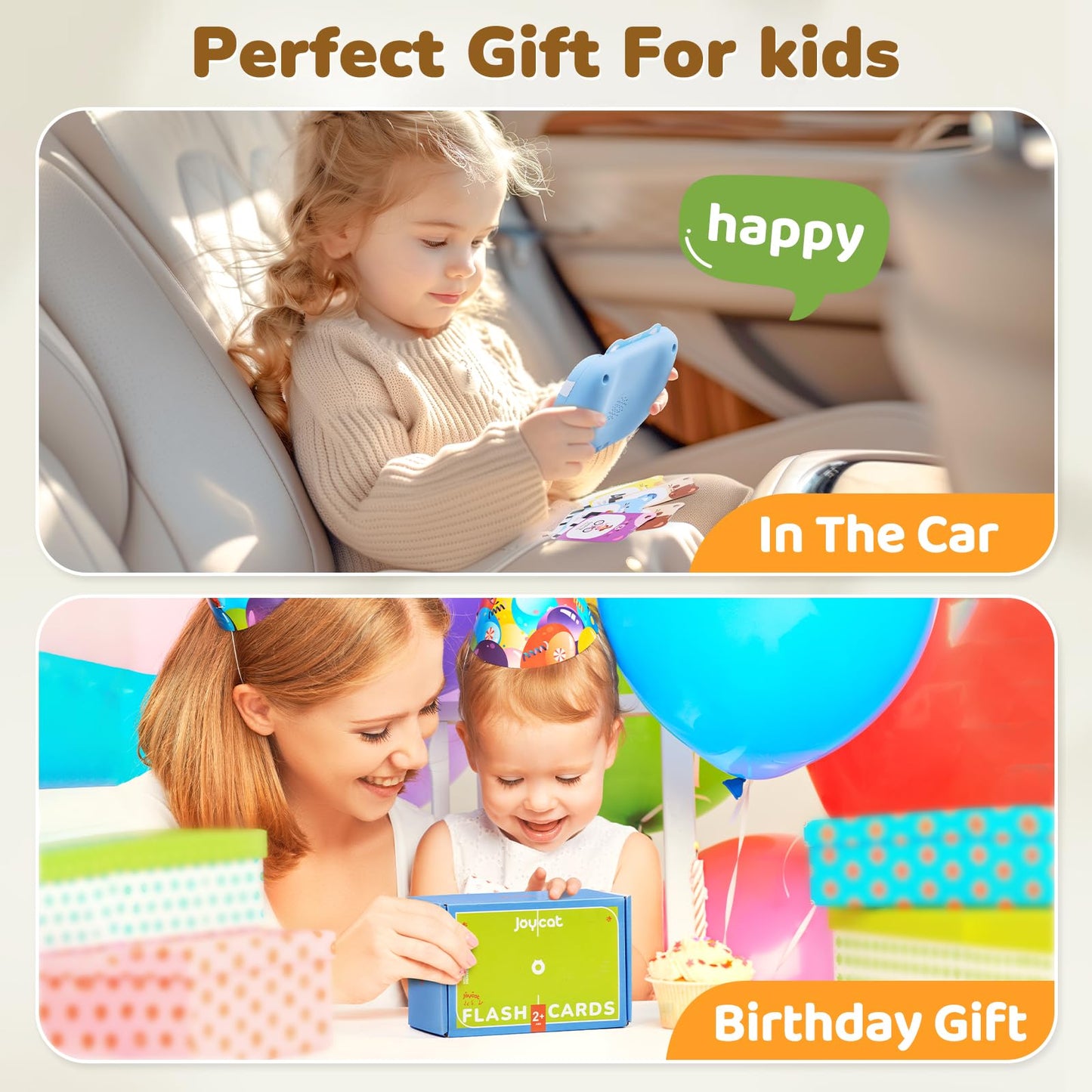 Joycat Talking Flash Cards For Toddlers 1-5 Clear Voice & Thick Cards & Easy To Slide In And Out, Independent Play & Speech Deve