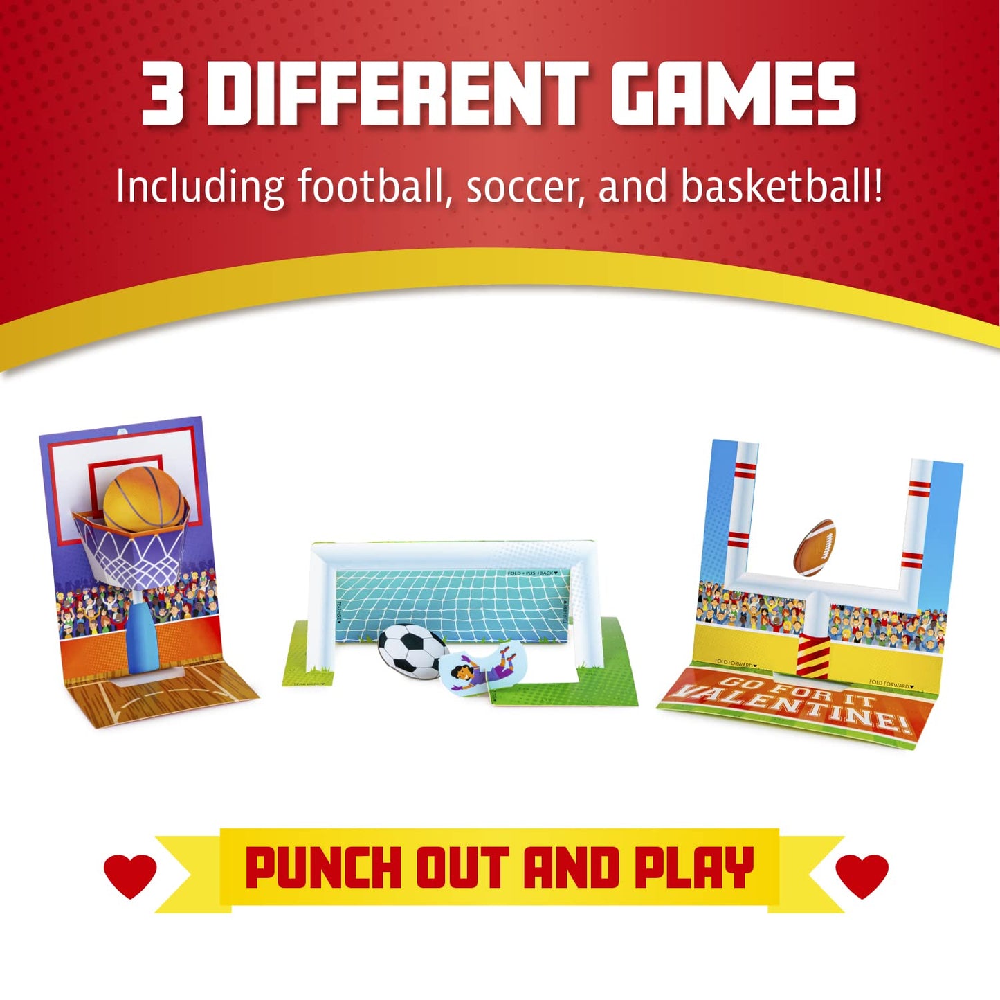 Peaceable Kingdom Valentines Cards For Kids Classroom, Set Of 28 Valentines Day Gifts - Flick 'Em Sports Games