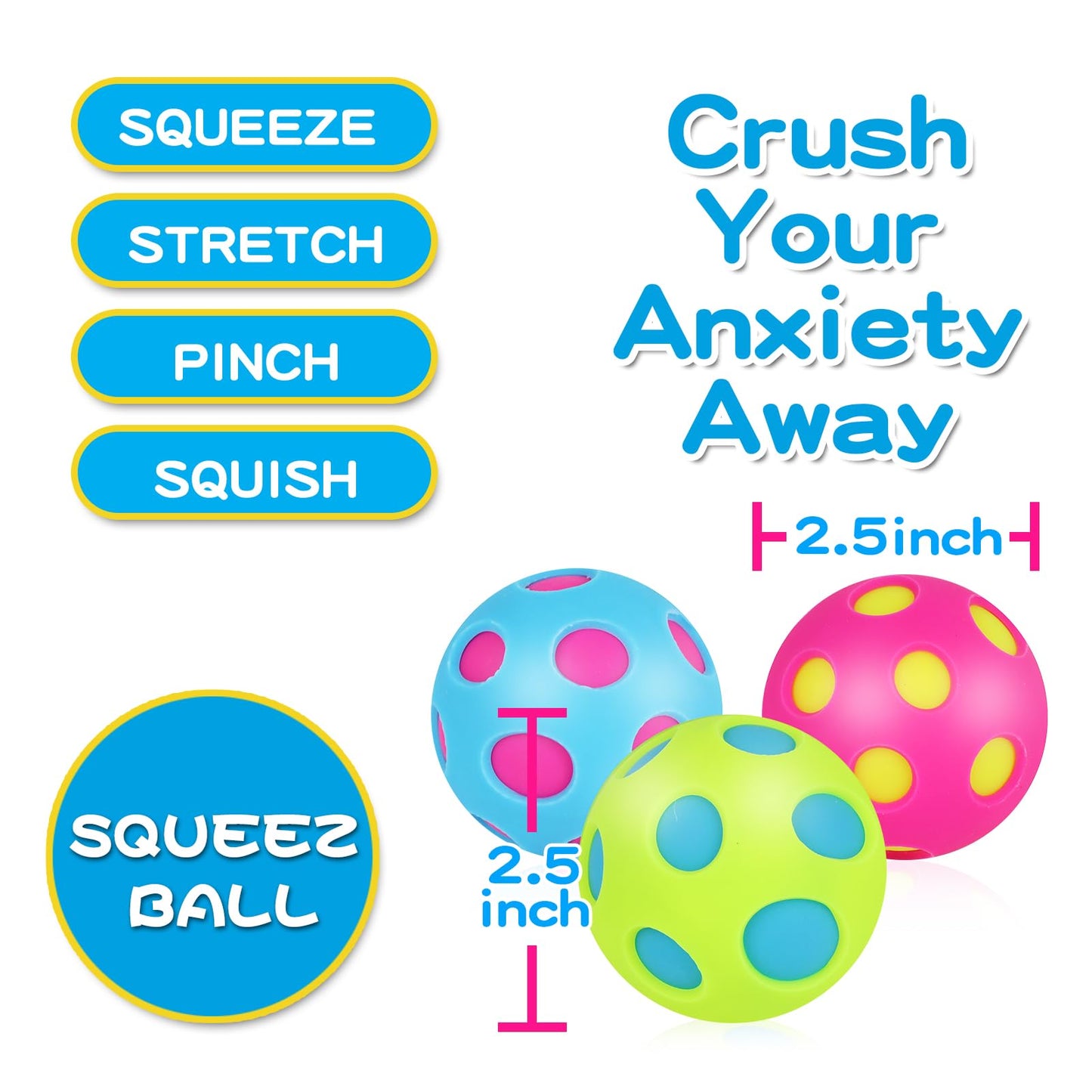 Stress Balls For Adults And Kids,3Pack Color Changing Squishy Balls With Replaceable Cover,Autism And Squeeze Balls Toys, Calmin