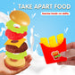 FINGOOO Pretend Play Food Set, Hamburger Fries Pizza Popcorn Toys Role Play Take Apart Educational Gift for Kids Boys Girls