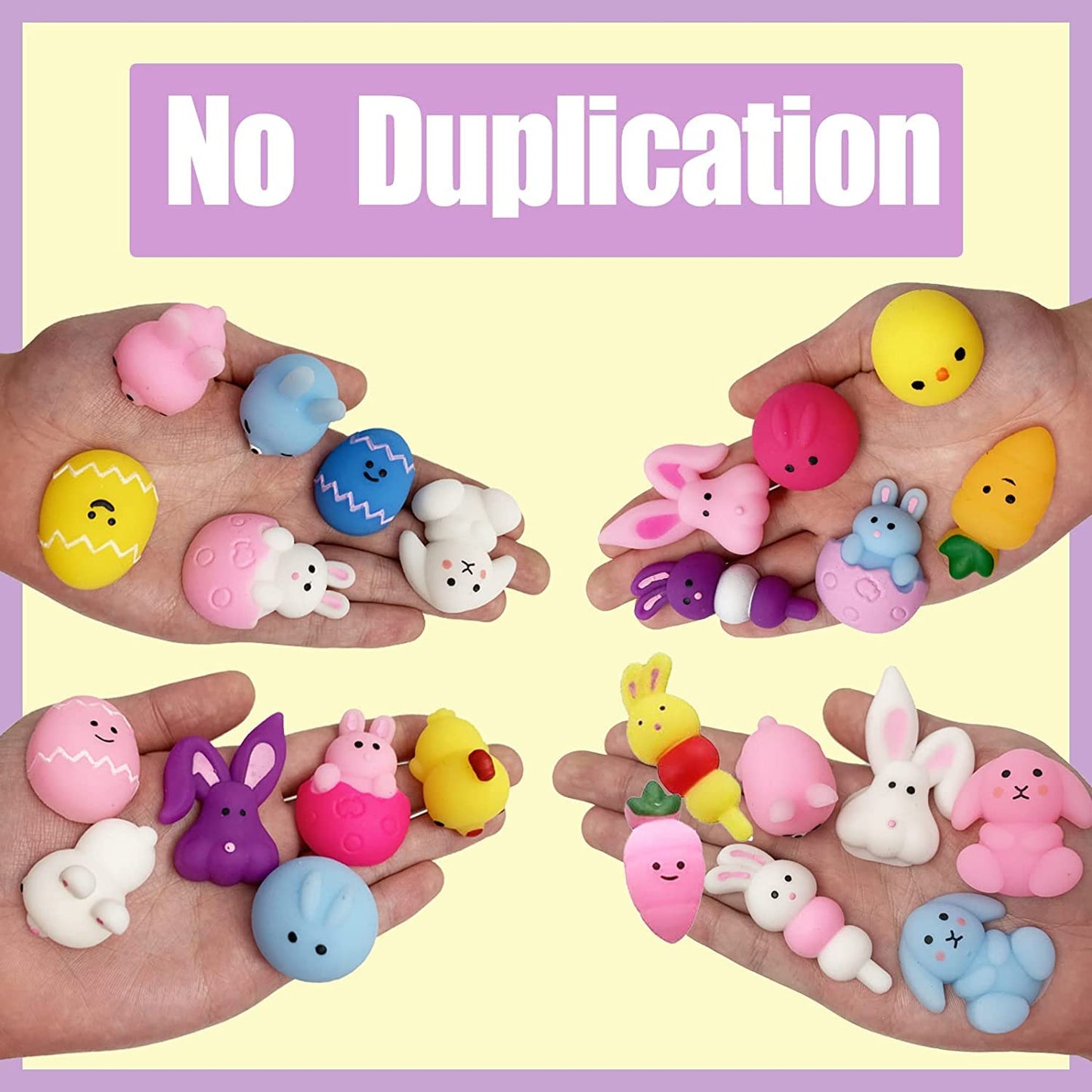 Jdsty 24Pcs Easter Mochi Squishy Toys Stress Relief Squishies For Kids Boys Girls Toddlers Easter Basket Stuffers Egg Fillers Gi