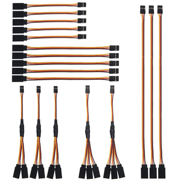 18Pcs 3-Pin JR Servo Extension Cable,1 JR Male to 2/3 Female JR Y Harness Servo Cable & 3.93'' 5.9'' 11.8'' JR Extension Wire fo