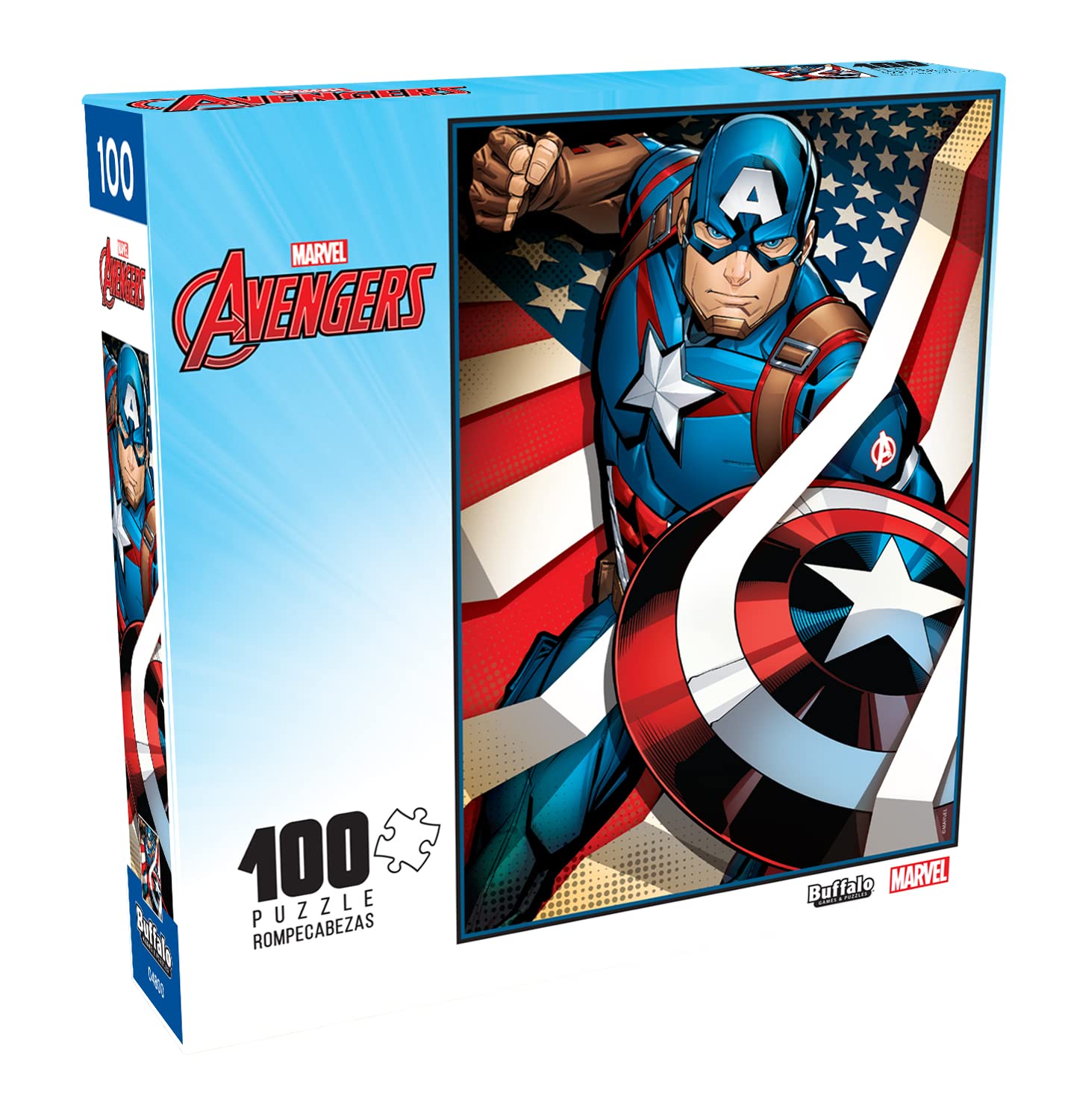 Buffalo Games Captain America 100 Piece Jigsaw Puzzle - Large Multicolor Paper Puzzle for Families - Model 4838
