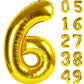 40 Inch Gold Mylar Foil Number 6 Birthday Balloon, Digital Balloons For 6 16 Boy Girl Party Decorations Supplies, Big Helium Bal
