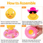 Wonuu Pink Car Accessories Rubber Duck Decoration Dashboard Car Ornament With Swim Ring Necklace Mini Cowboy Hat And Sunglasses