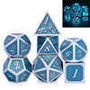 DnDnD Glowing DND Metal Dice Set,Luminous Blue Metal Dice for Role Playing Game Dungeons and Dragons RPGs and Other Table Games