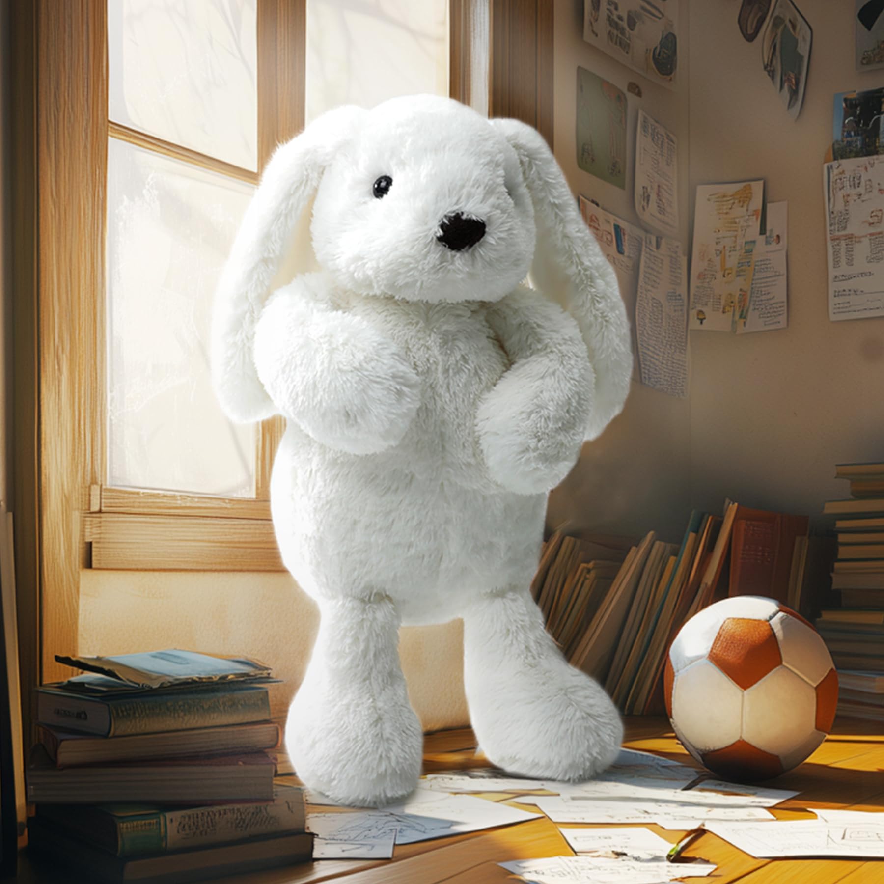 Recur Plush Rabbit Stuffed Animal,Soft Plushie White Rabbit,12 Inches,Adorable Gift For All Ages