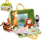 OUOZZZ Mini Zoo Stuffed Animals Set - Interactive Plush Toys, Safe & Washable, 9.8", Includes Tiger, Giraffe, Elephant, Zebra & Monkey