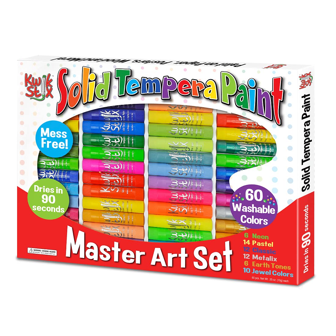 The Pencil Grip Kwik Stix Master Art Set 60 Colors, Includes Classic, Metallic, Neon, Jewel, Pastel and Earth Colors, TPG-690